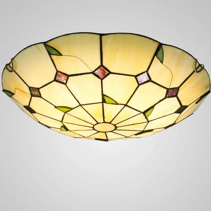 Mediterranean bohemian Tiffany stained glass chandelier for interior decor - vue 6 sur 9