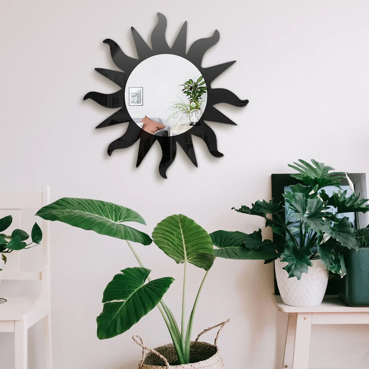 acrylic sun shape wall mirror sticker modern decoration - vue 6 sur 6
