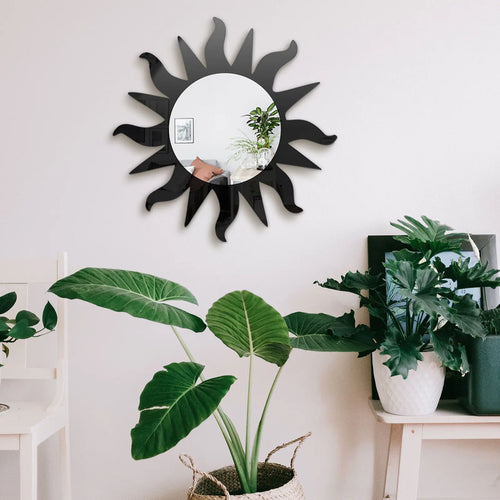 acrylic sun shape wall mirror sticker modern decoration - vue 6 sur 6