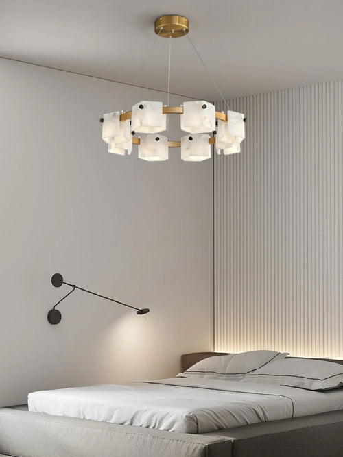 Minimalist natural marble pendant light with LED lighting - vue 3 sur 11