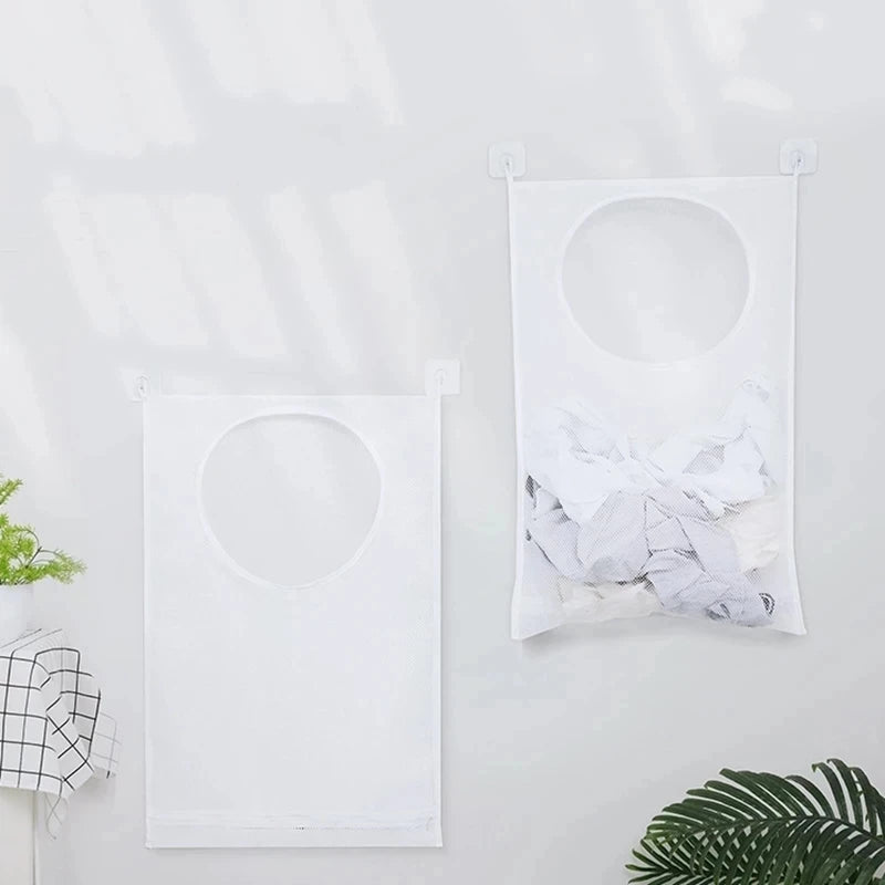 foldable laundry bag with hook for convenient storage - vue 5 sur 7