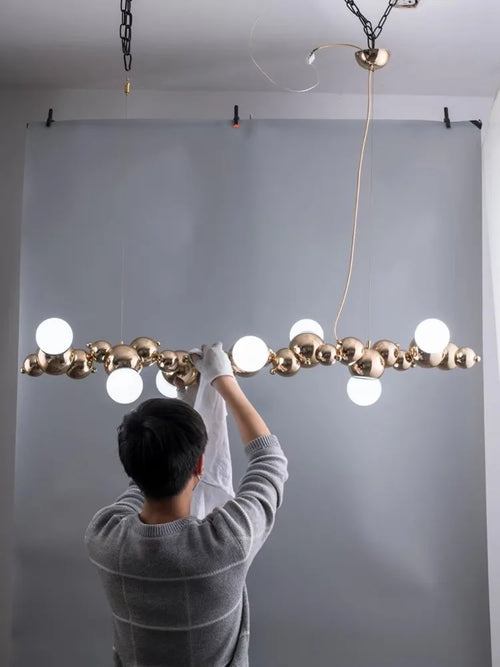 Modern creative Nordic bubble ball chandelier chrome finish - vue 6 sur 9