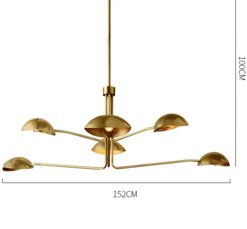 Retro copper chandelier with creative long arm industrial design - vue 11 sur 16