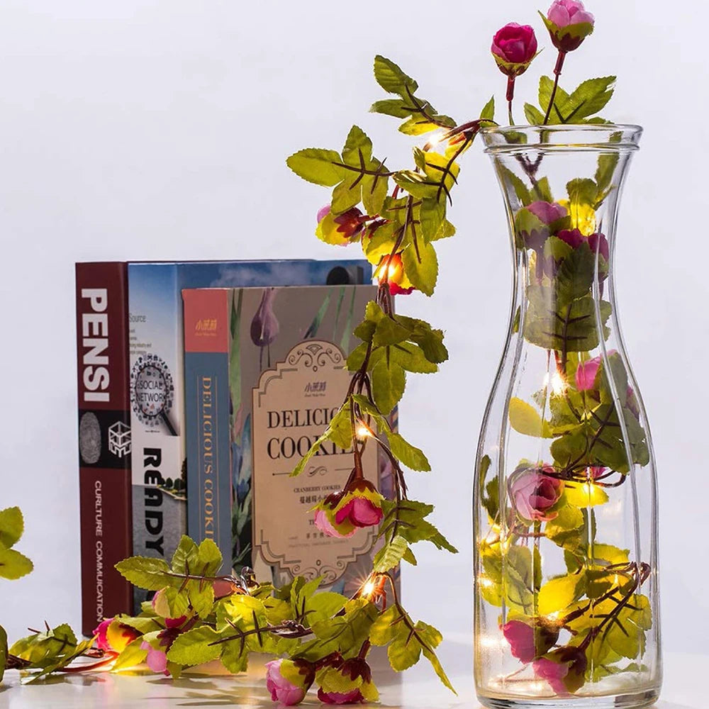 Light-up artificial rose garland for magical décor