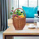 foldable wicker picnic basket with flowers