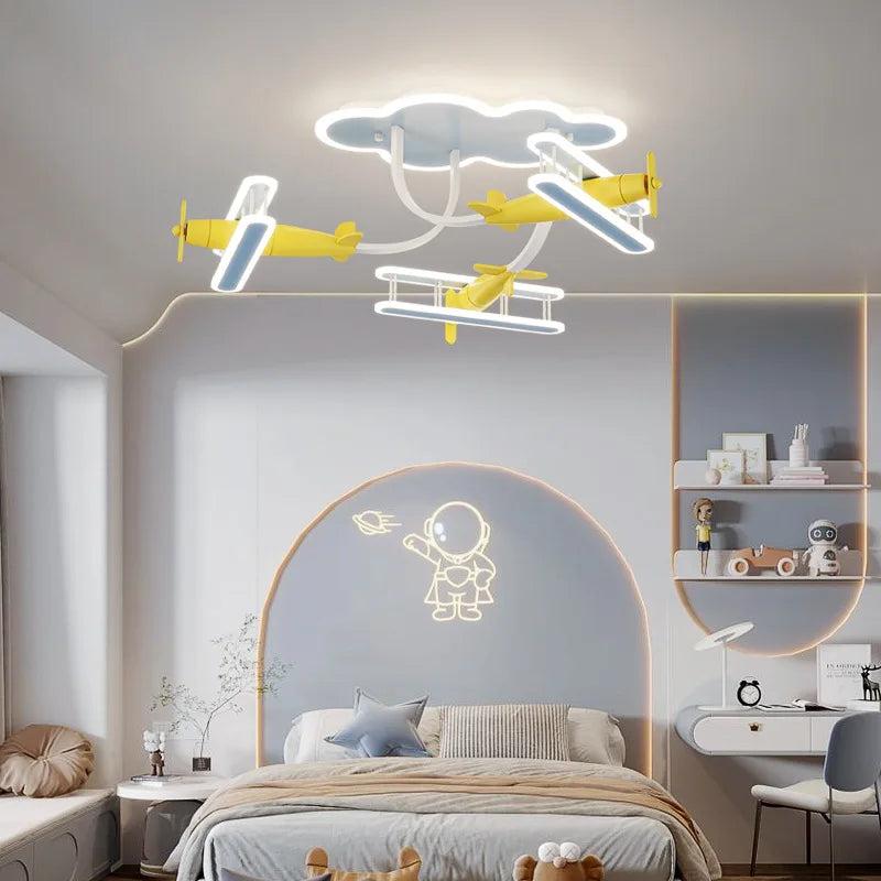 Children's airplane ceiling light with remote control