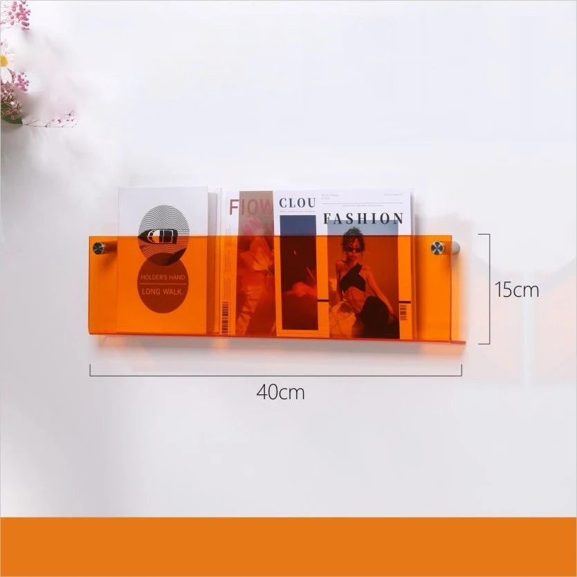 acrylic floating wall shelf magazine rack and literature organizer - vue 20 sur 52