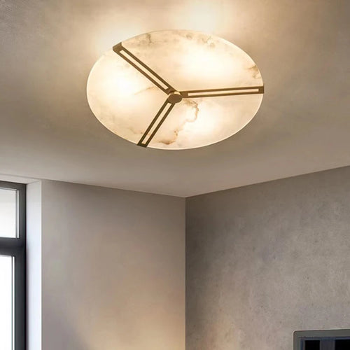 Modern LED ceiling light in natural marble decorative fitting - vue 3 sur 19