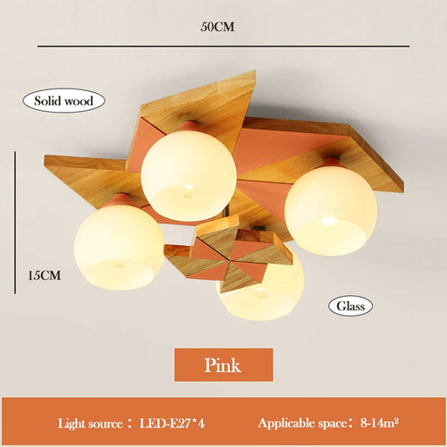 Log windmill ceiling light for children's room nordic retro style - vue 10 sur 9