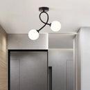 Black and gold glass ceiling light for hallway, balcony, entryway, cloakroom