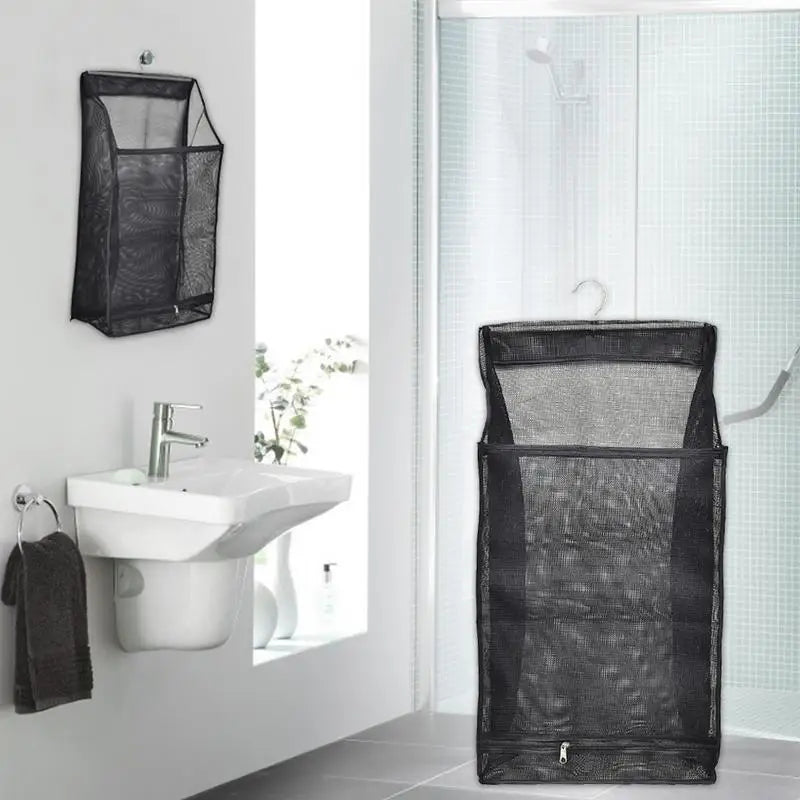 Hanging foldable laundry basket for convenient storage - vue 7 sur 7