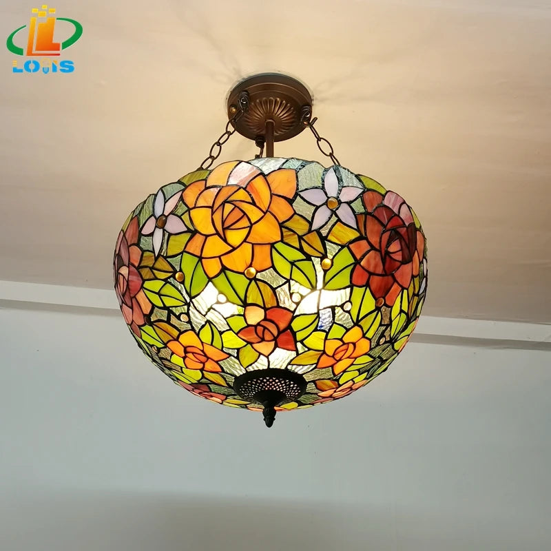 Decorative European-style peony flower inverted chandelier - vue 3 sur 6