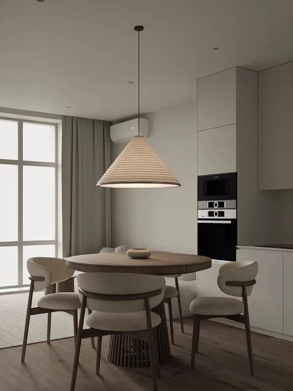 Japanese wabi sabi rice paper LED chandelier - vue 2 sur 8