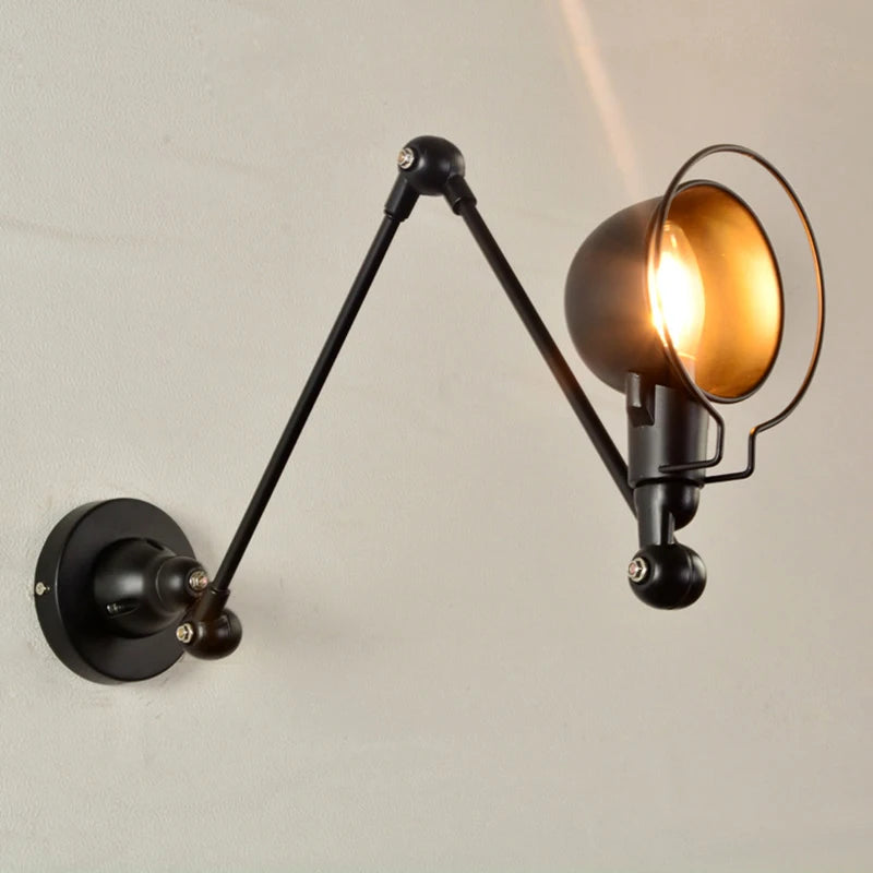 Nordic retro adjustable long arm wall lamp for bedroom and home