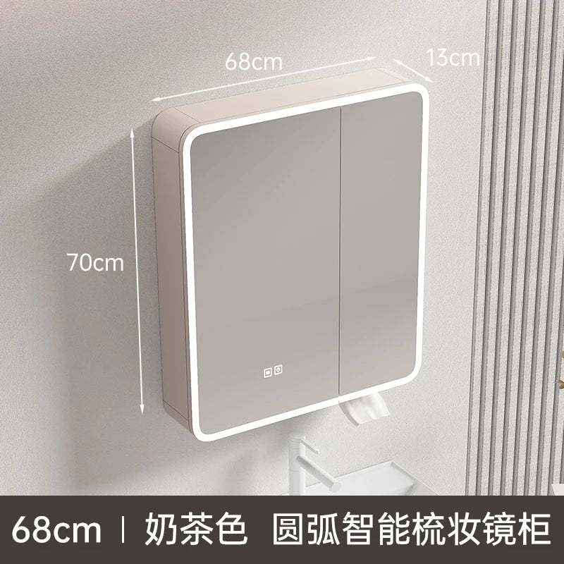 circular aluminum wardrobe with mirror, smart lighting and storage - vue 14 sur 32