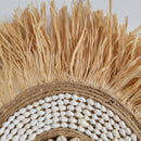 decorative mirror in raffia and shells for interior use