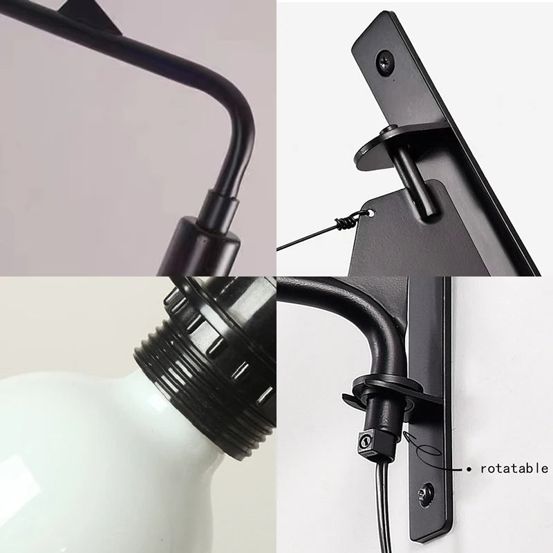 Minimalist long arm rotating wall light with switch - vue 5 sur 7