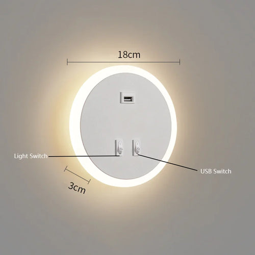 modern led wall light with usb port for mood lighting