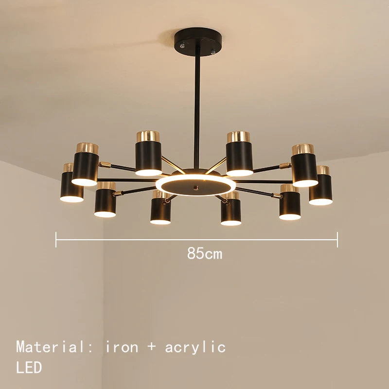 Rotating metal LED chandelier with 3 dimming levels - vue 11 sur 11