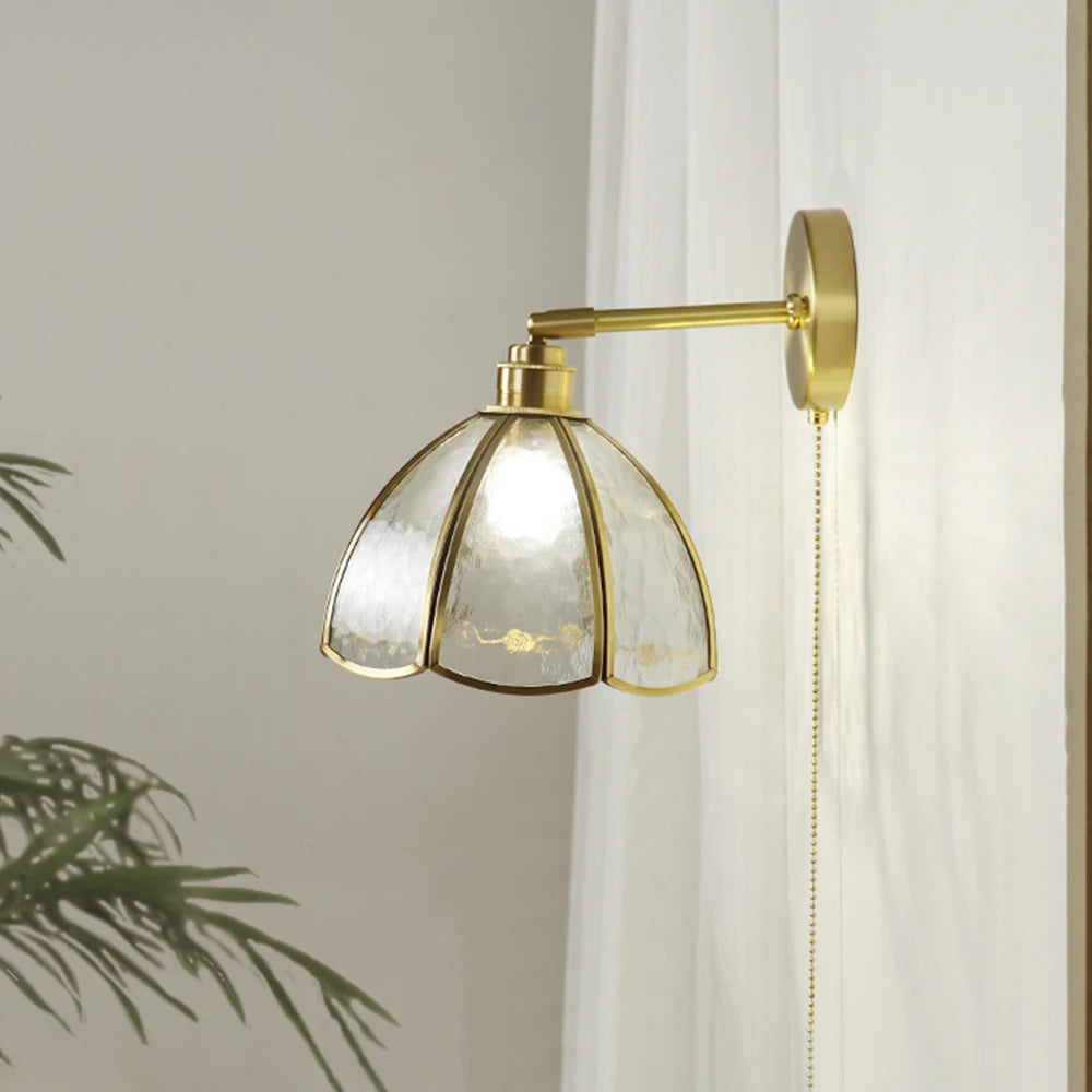Elegant brass and glass wall light modern design with switch
