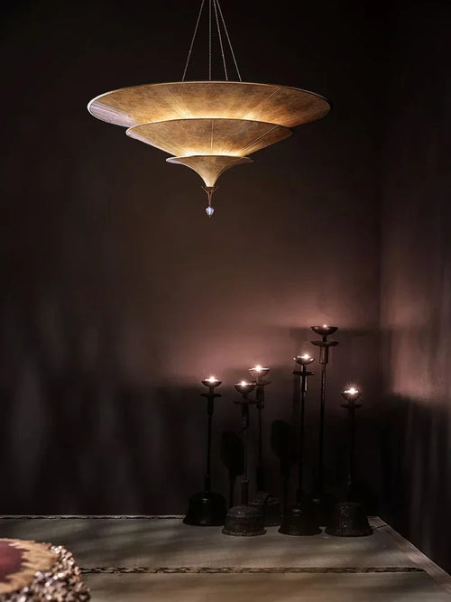 Asian Buddhist wabi sabi chandelier for interior decoration - vue 3 sur 7