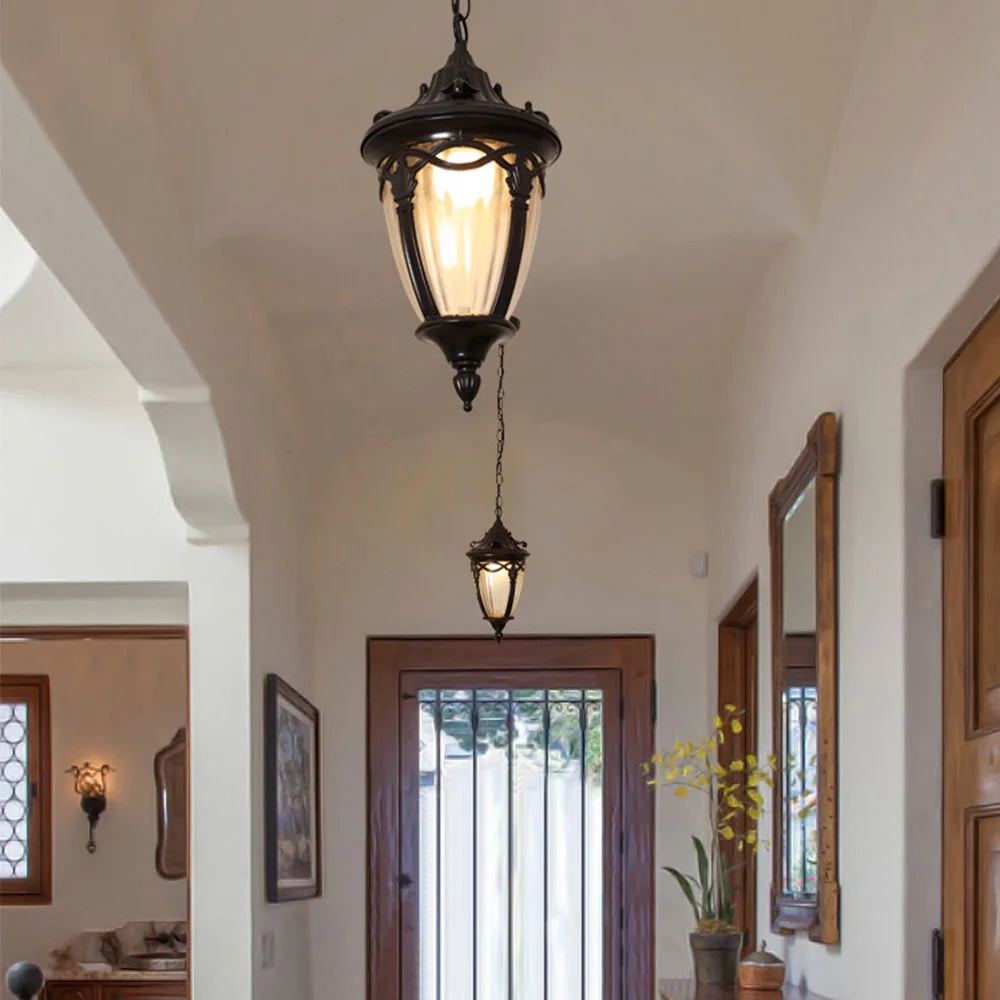 Retro outdoor chandelier for garden and outdoor spaces - vue 5 sur 9