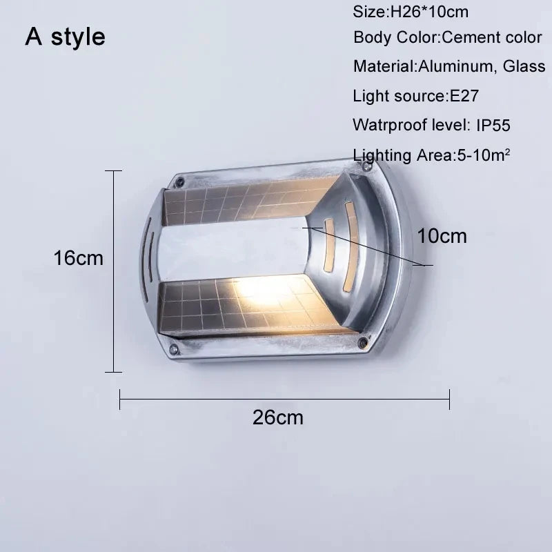 Retro waterproof LED wall light in aluminium for outdoor and indoor use