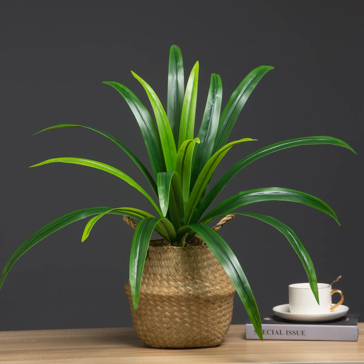 Large artificial orchid leaves plant for interior decoration - vue 4 sur 9