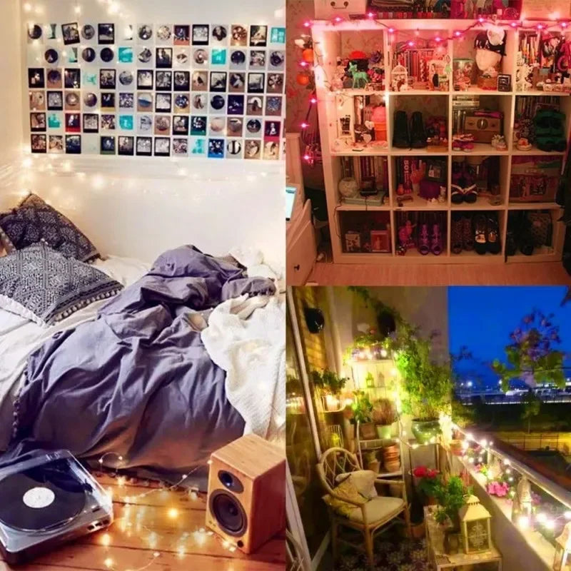 Copper wire LED string lights for festive decoration