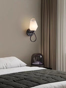 Modern copper wall light with white glass for hallway