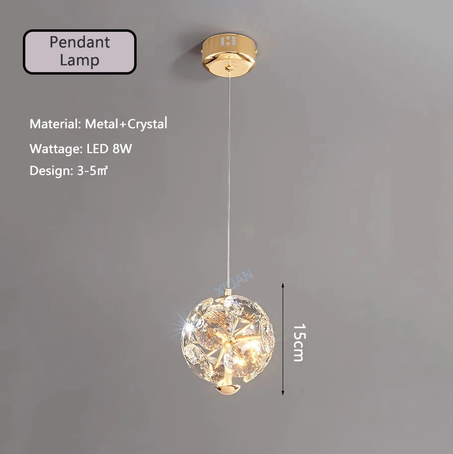 Dandelion crystal pendant light with remote control and dimming