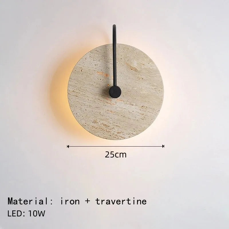 Japanese yellow travertine LED wall light for hotel and home decor - vue 9 sur 11