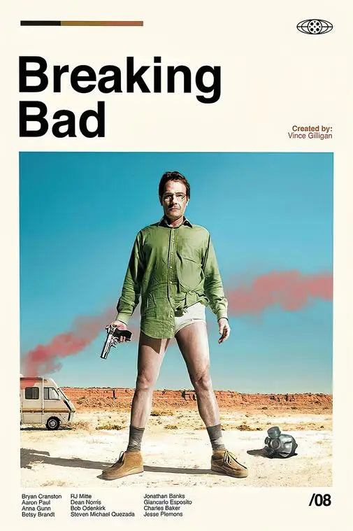 Vintage breaking bad poster wall art walter white decor