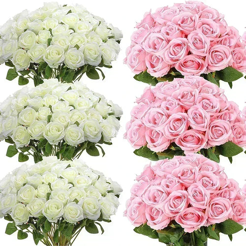 Set of 50 artificial silk roses for decoration and festive events - vue 25 sur 24