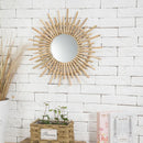 decorative sunflower rattan hanging mirror for a bohemian atmosphere