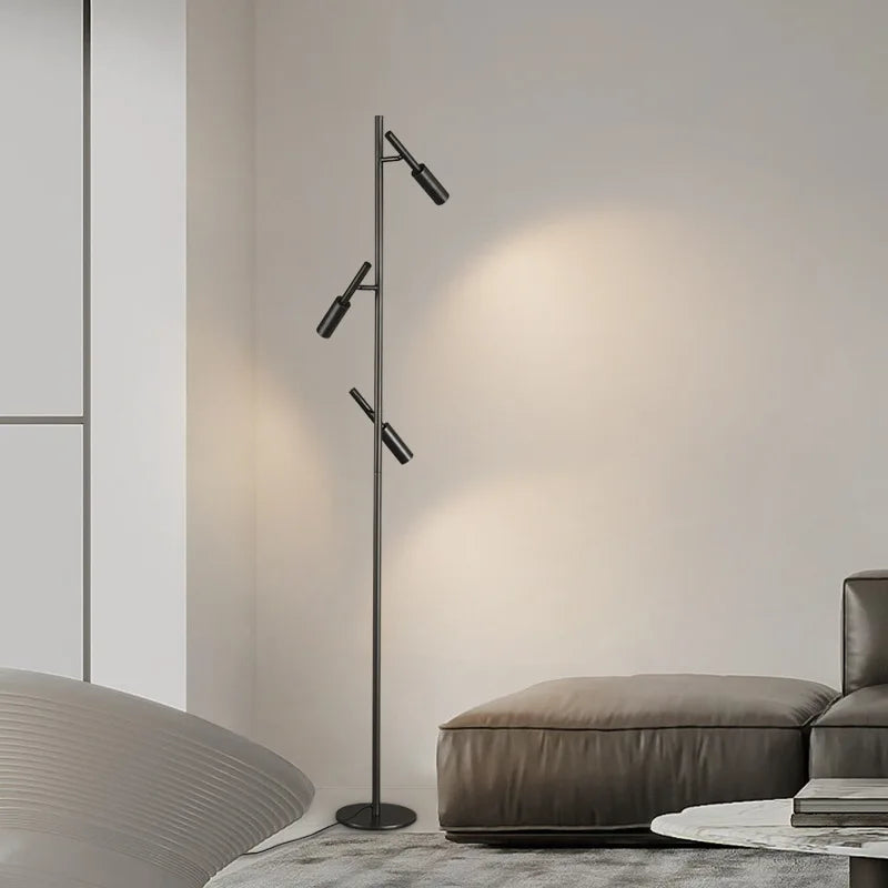 Modern brass and copper floor lamp for reading and study