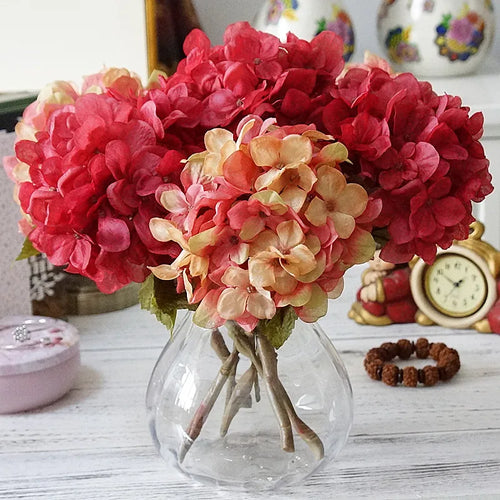 Silk hydrangea bouquet for home decoration and weddings - vue 3 sur 14