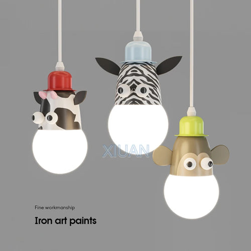 Cartoon animal chandelier with cloud night lights for children - vue 6 sur 7