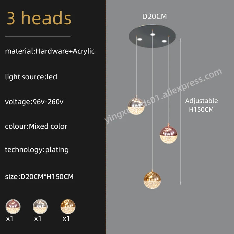 Modern acrylic ball chandelier for luxury indoor lighting