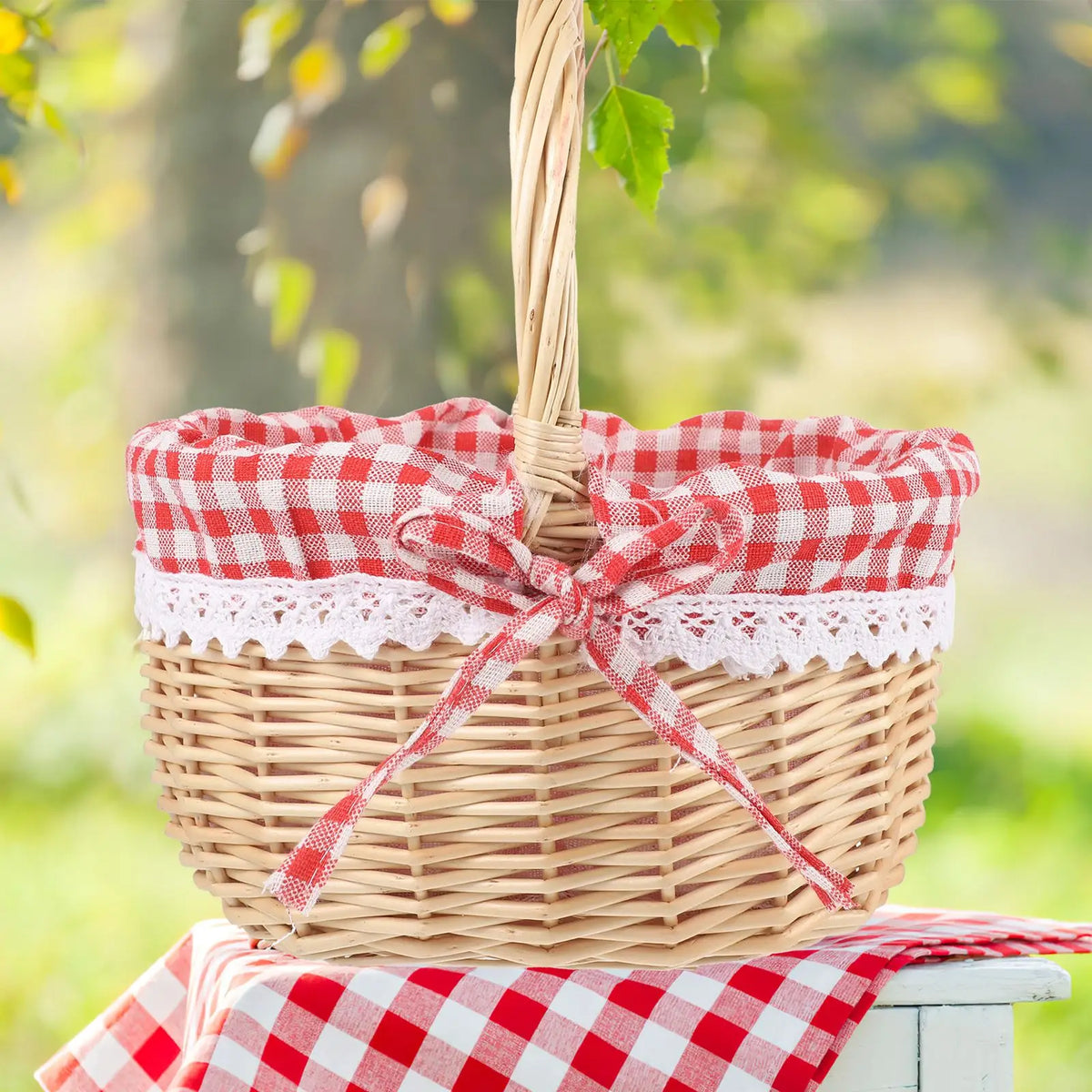 Zerodeko Little Red Riding Hood Handwoven Picnic Basket Storage - vue 6 sur 9