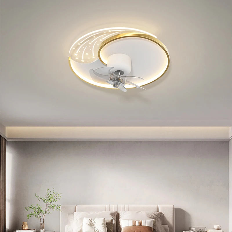 Modern ceiling light with fan and smart mobile lighting