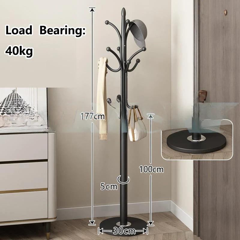 freestanding metal coat rack with 16 hooks and shelves