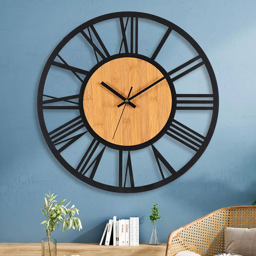 large 3d nordic retro roman numerals decorative silent wall clock - vue 3 sur 7