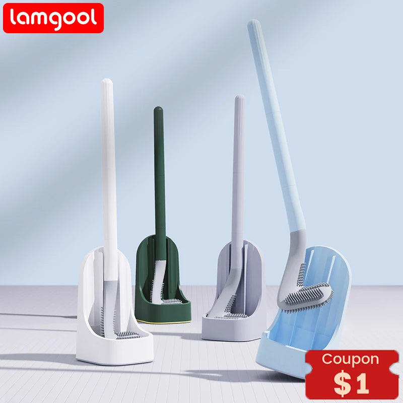 Silicone cleaning brushes with holder for bathroom - vue 1 sur 16