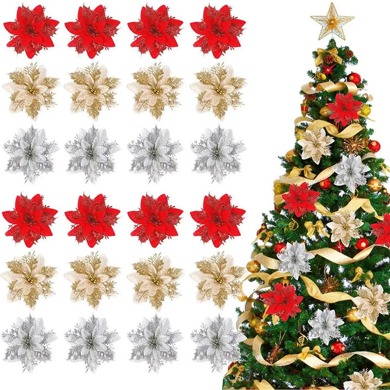 Glitter flower hanging Christmas tree decoration