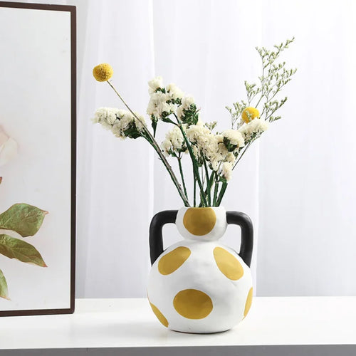 Hand-painted Milk Pot Ceramic Vase, Living Room, Porch, Desktop, Flower Arrangement Container, Homestay Decoration Handicraft - vue 5 sur 9