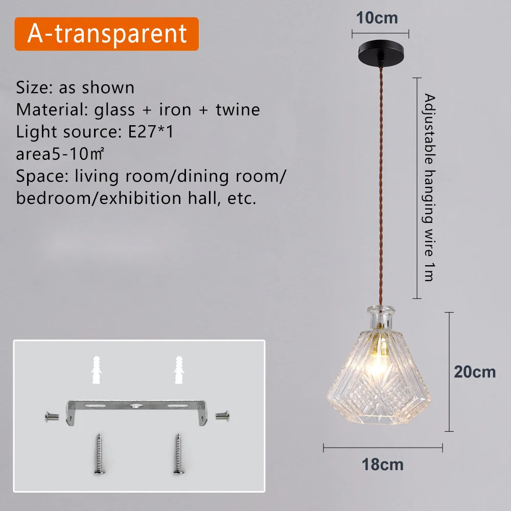 Vintage carved glass pendant light for ceiling decoration