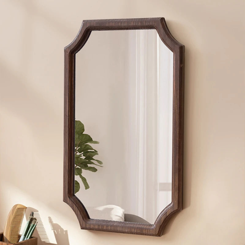 Vintage solid wood vanity mirror, waterproof and rustproof