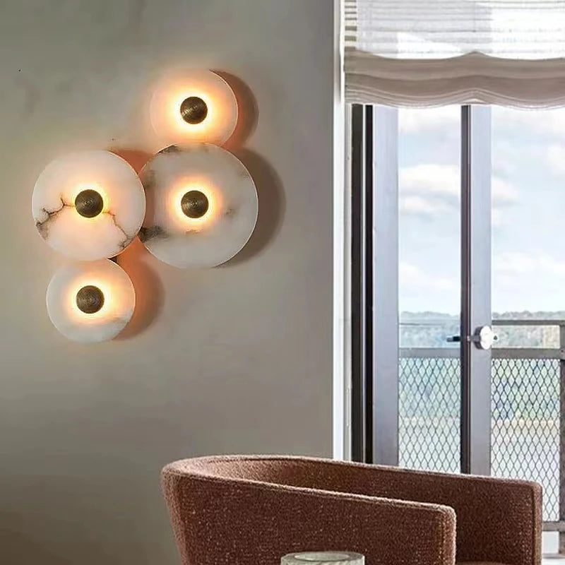 Natural marble wall light for living room sofas