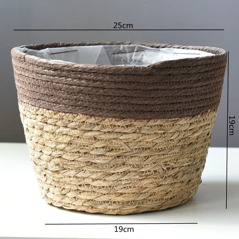 straw basket for indoor and outdoor plants